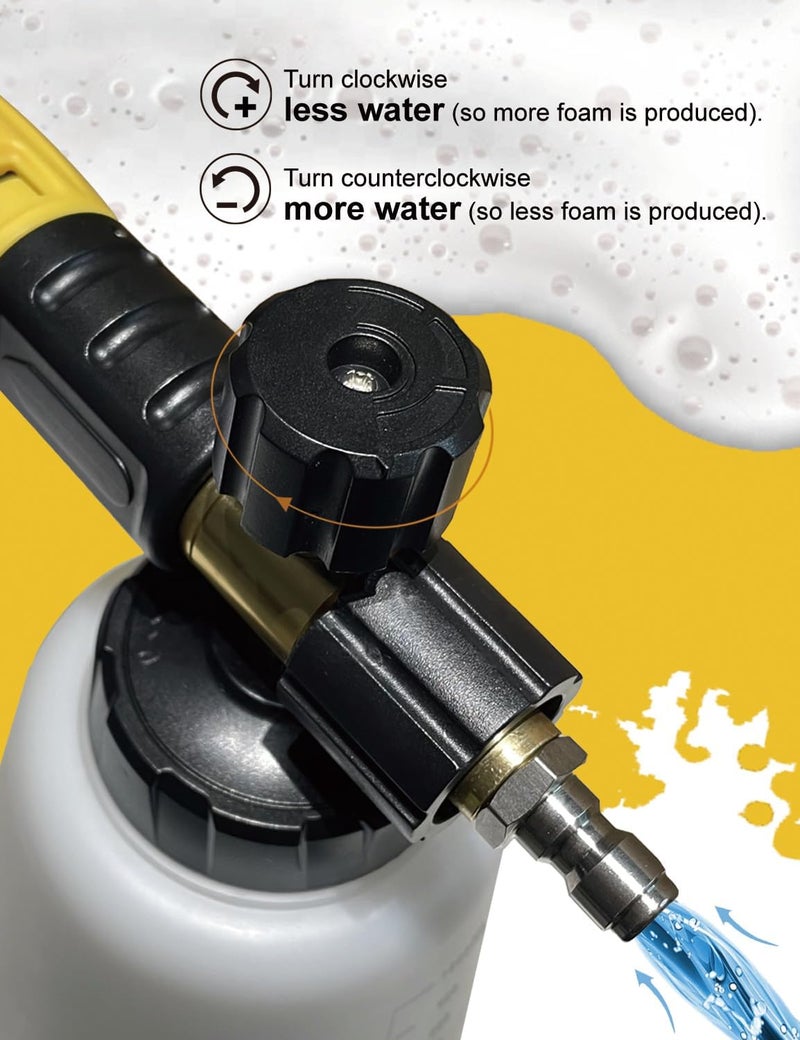 BOSEA Foam Cannon with Pressure Washer Tips and Nozzle Holder, 4000PSI Car Soap Dispenser for Pressure Washer with M22 and 1/4" Quick Connector,1L Bottle - Image 3